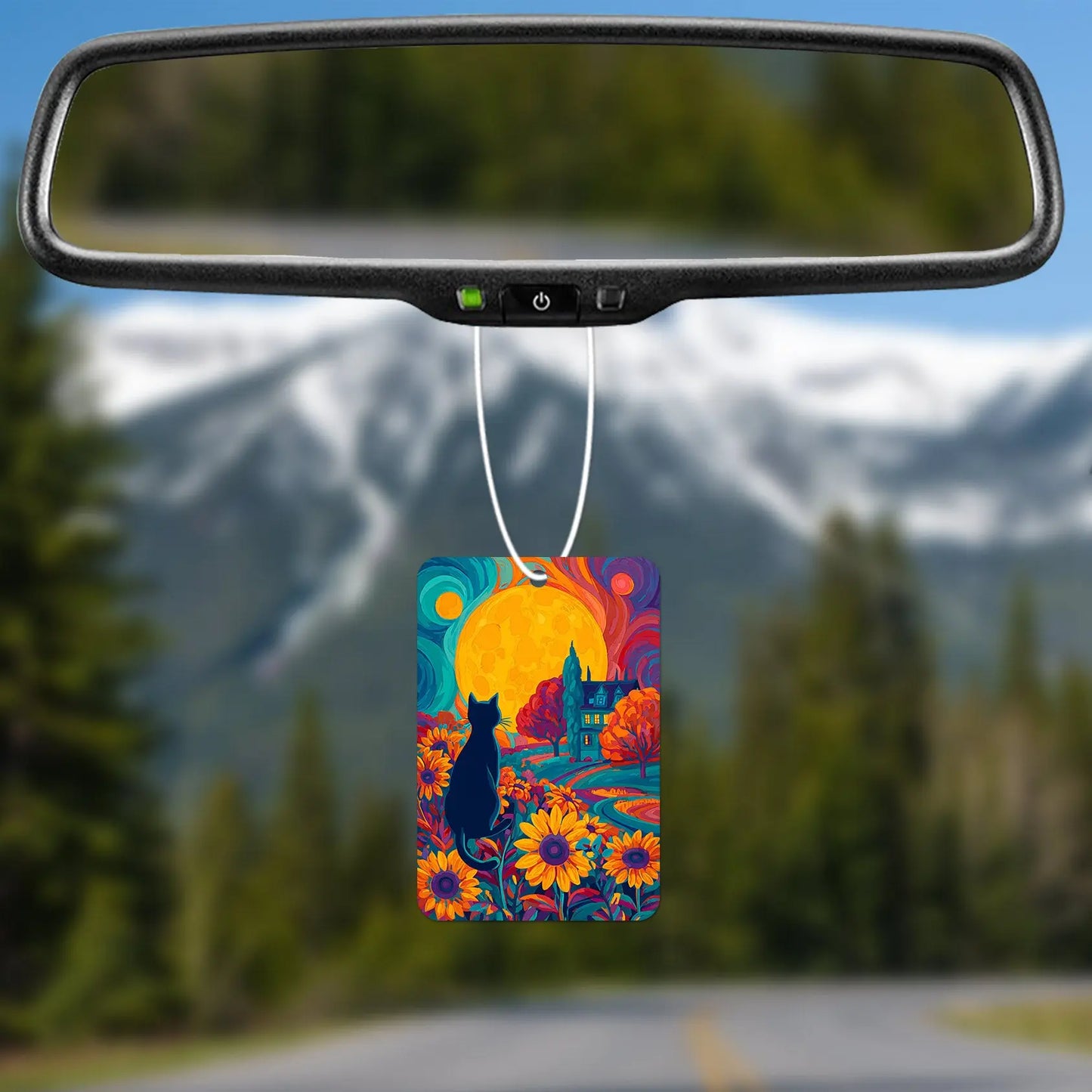 Colorful Cat and Sunflowers Art Print Air Freshener