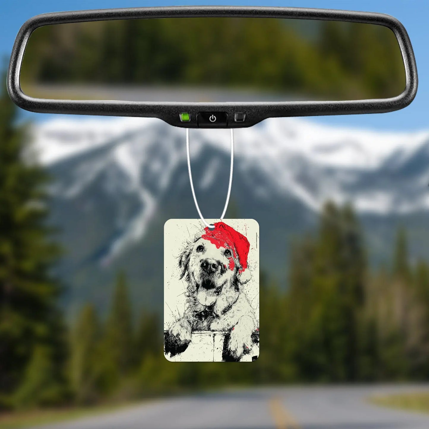 Festive Dog in Santa Hat Art Print Air Freshener