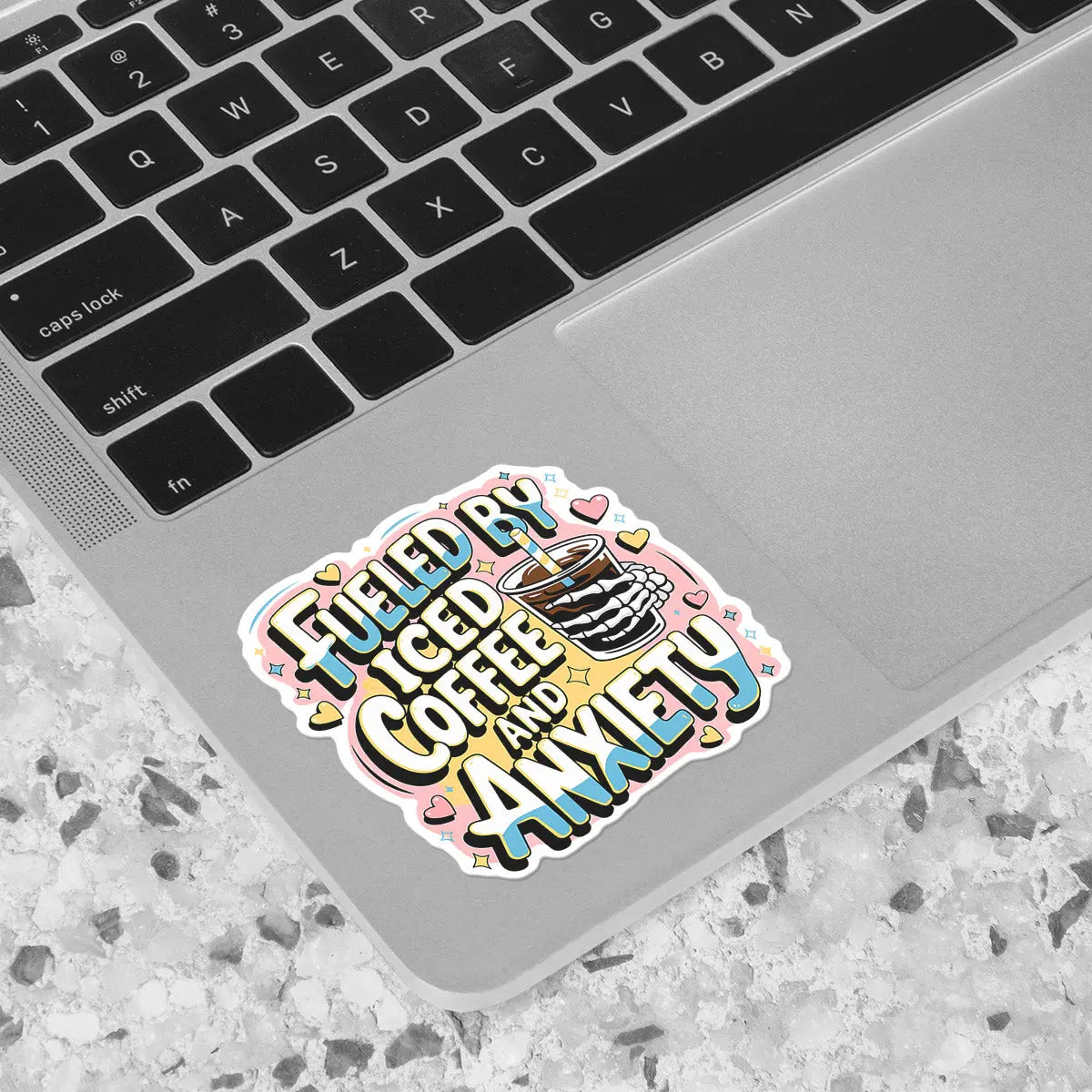 Fueled by Iced Coffee and Anxiety Sticker