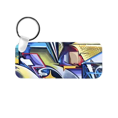 Rectangle Landscape 2-Sided Key Ring Tag - 3" x 1.25" x .030" Aluminum - Instafreshener