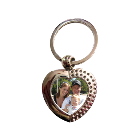 Heart Metal Key Ring Tag - 1.375 x 1.75
