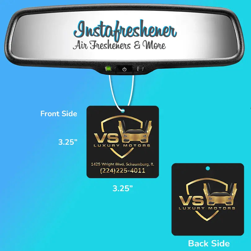 Promotional Car Air Fresheners - Custom Shape With Your Logo Instafreshener - Custom Cut Air Freshener