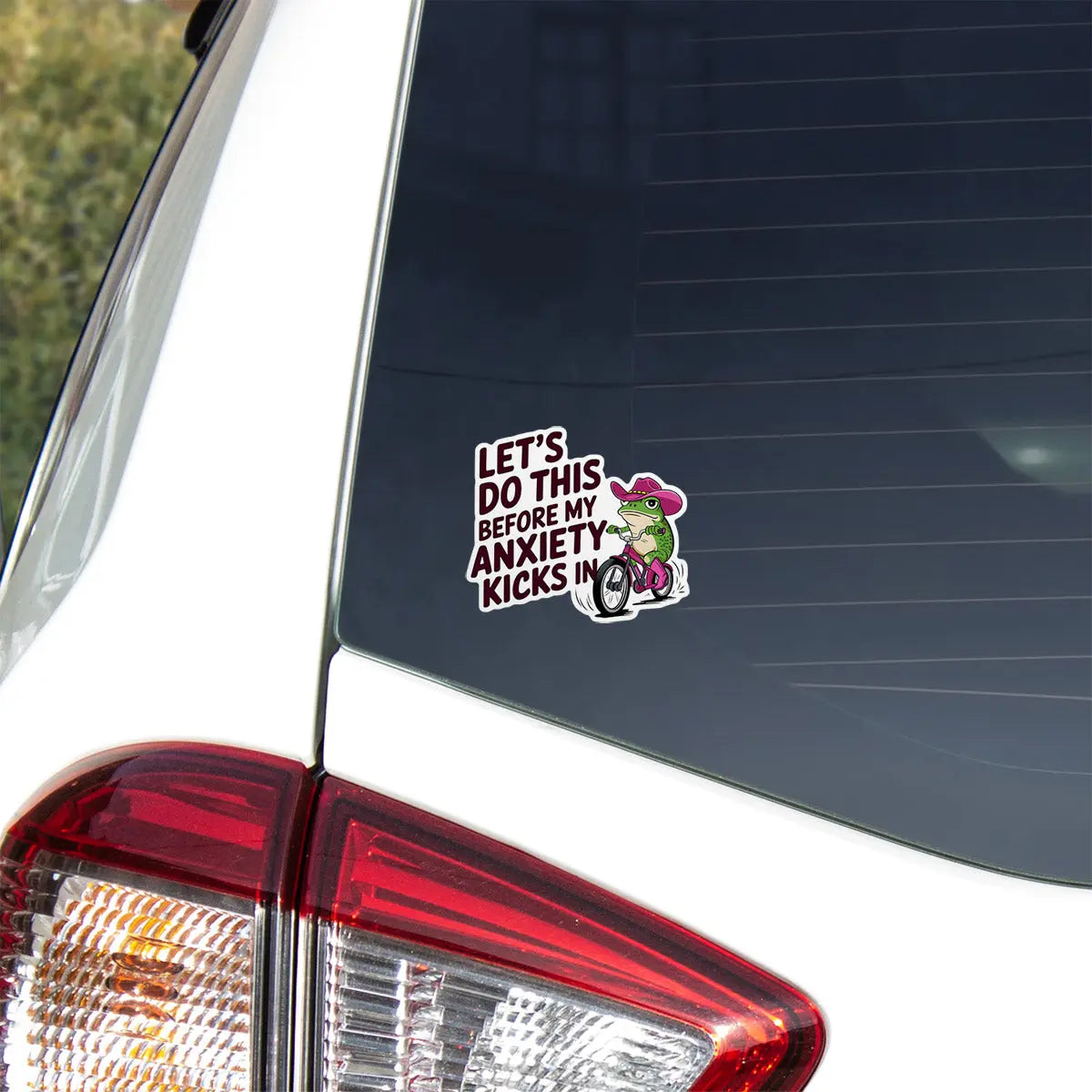 Anxiety Frog Riding Bike Sticker