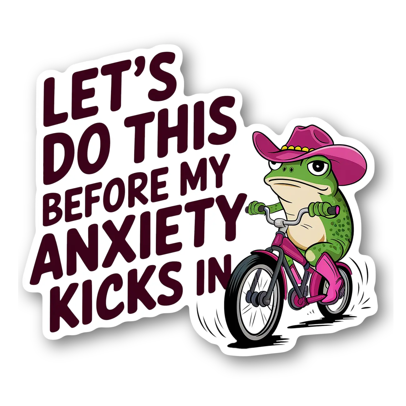 Anxiety Frog Riding Bike Sticker