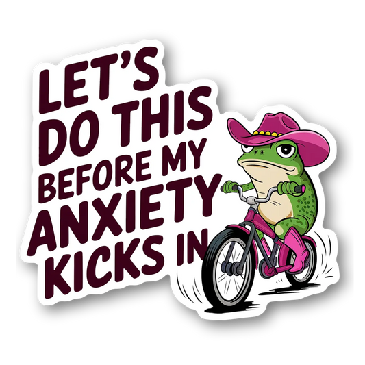 Anxiety Frog Riding Bike Sticker