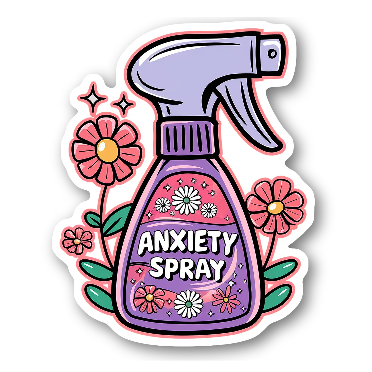 Anxiety Spray Floral Sticker
