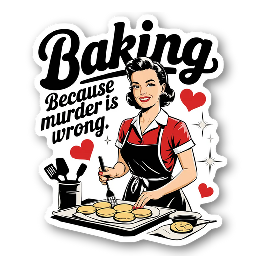 Baking Because Murder is Wrong Sticker