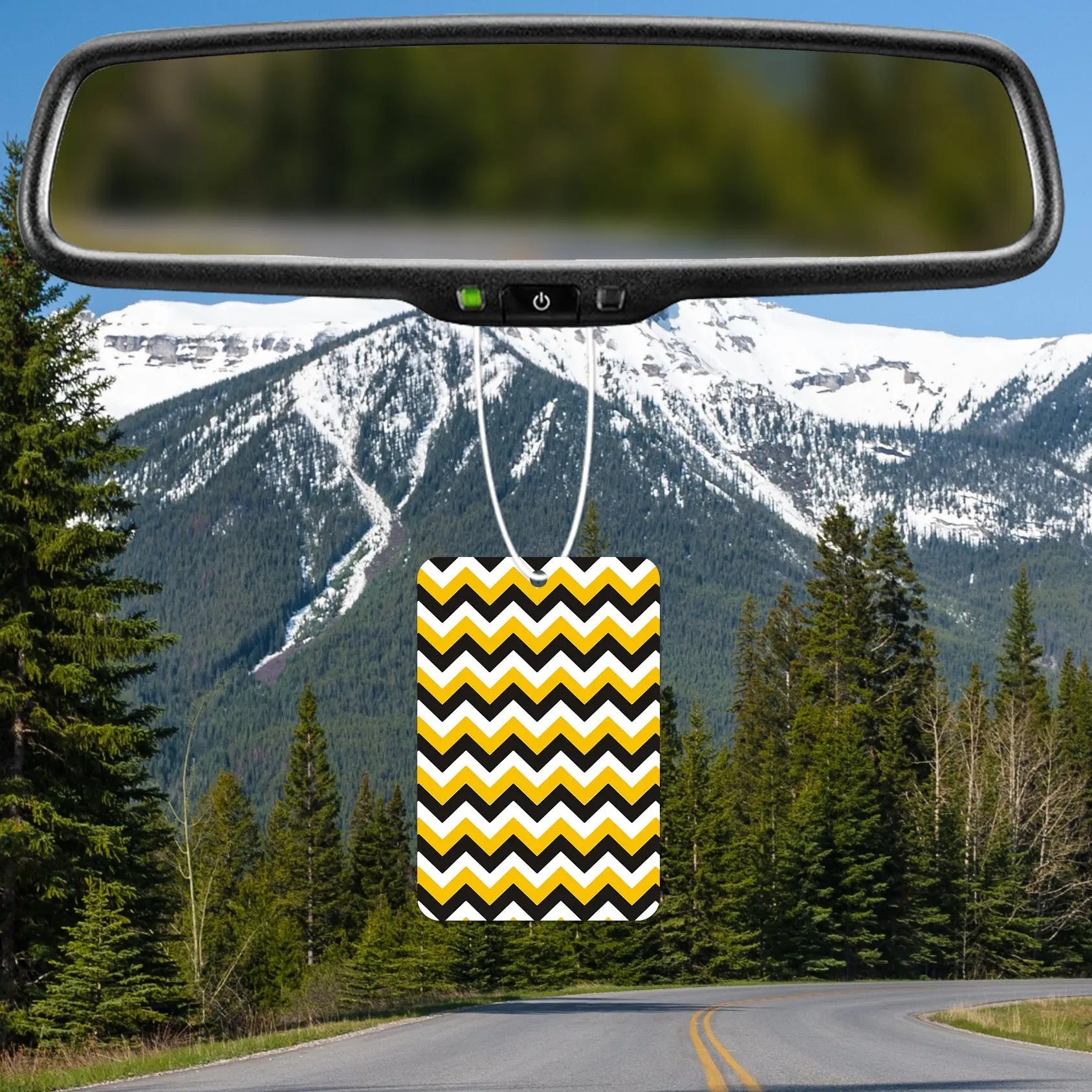 Bold Yellow and Black Chevron Pattern Air Freshener