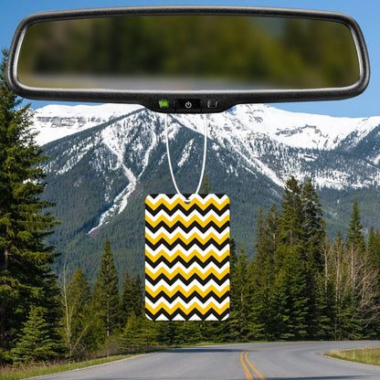 Bold Yellow and Black Chevron Pattern Air Freshener