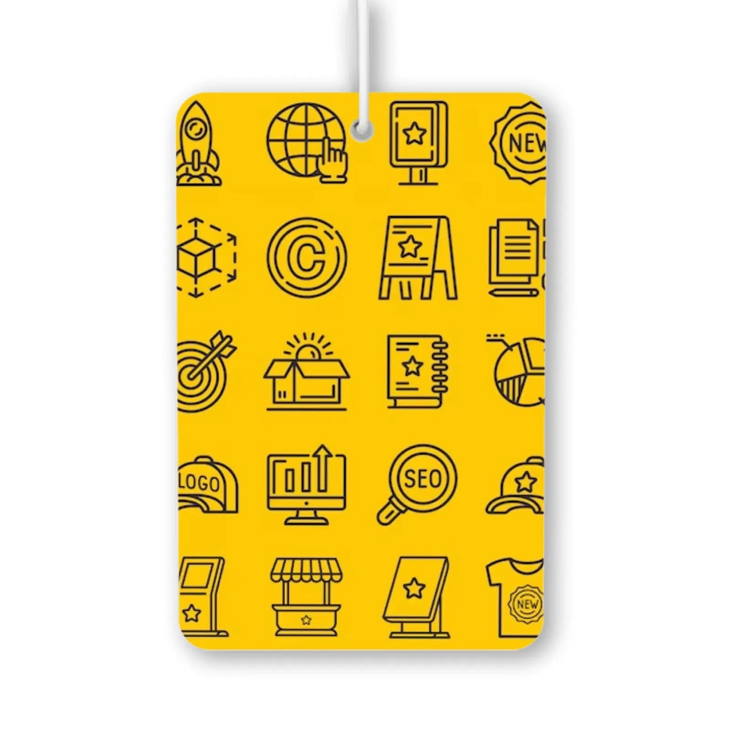 Business Icons on Yellow Background Air Freshener
