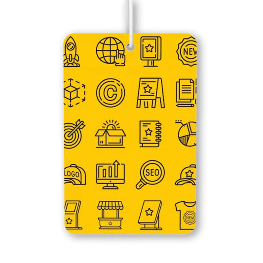 Business Icons on Yellow Background Air Freshener