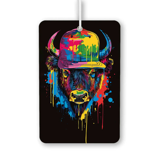 Colorful Buffalo with Cap Air Freshener