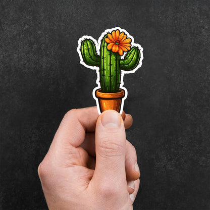 Colorful Cactus with Flower Sticker