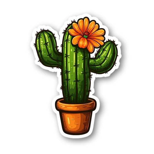 Colorful Cactus with Flower Sticker