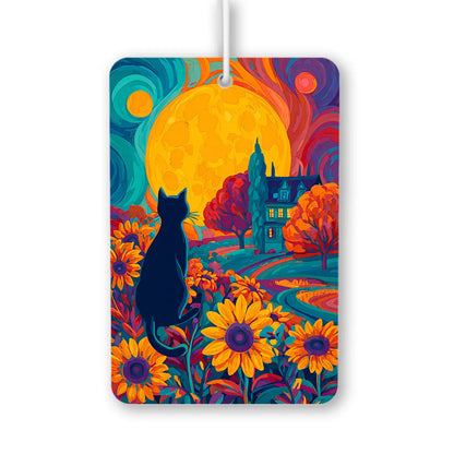 Colorful Cat and Sunflowers Art Print Air Freshener