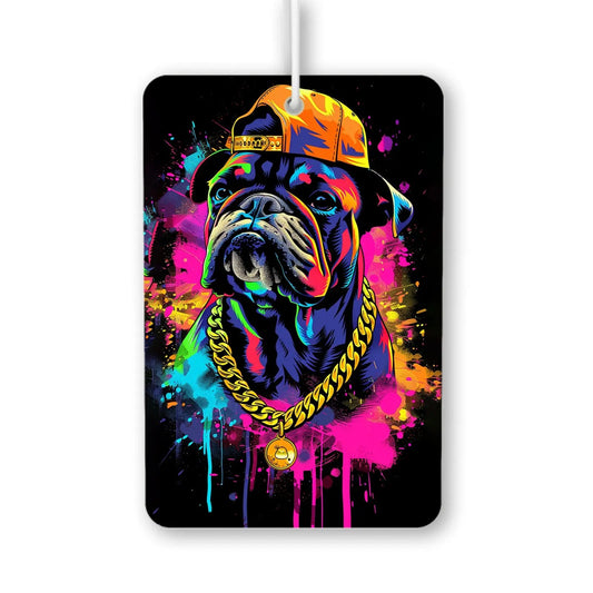 Colorful Dog with Chain and Hat Air Freshener