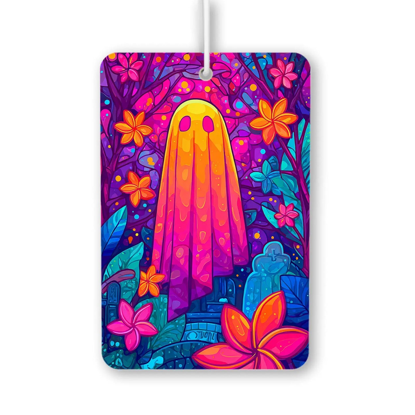 Colorful Ghost in Floral Forest Air Freshener