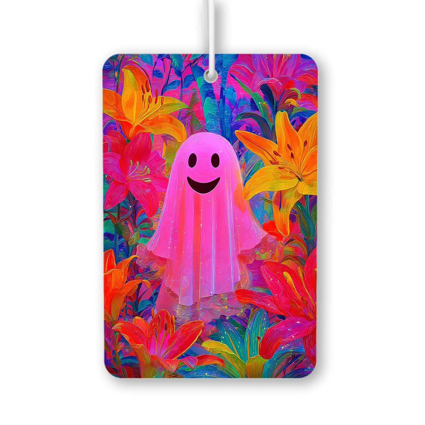 Colorful Ghost in Floral Garden Air Freshener