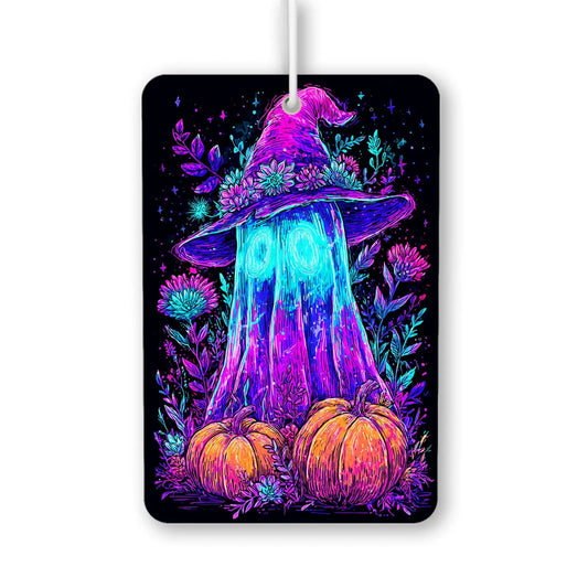 Colorful Ghost with Hat and Pumpkins Air Freshener
