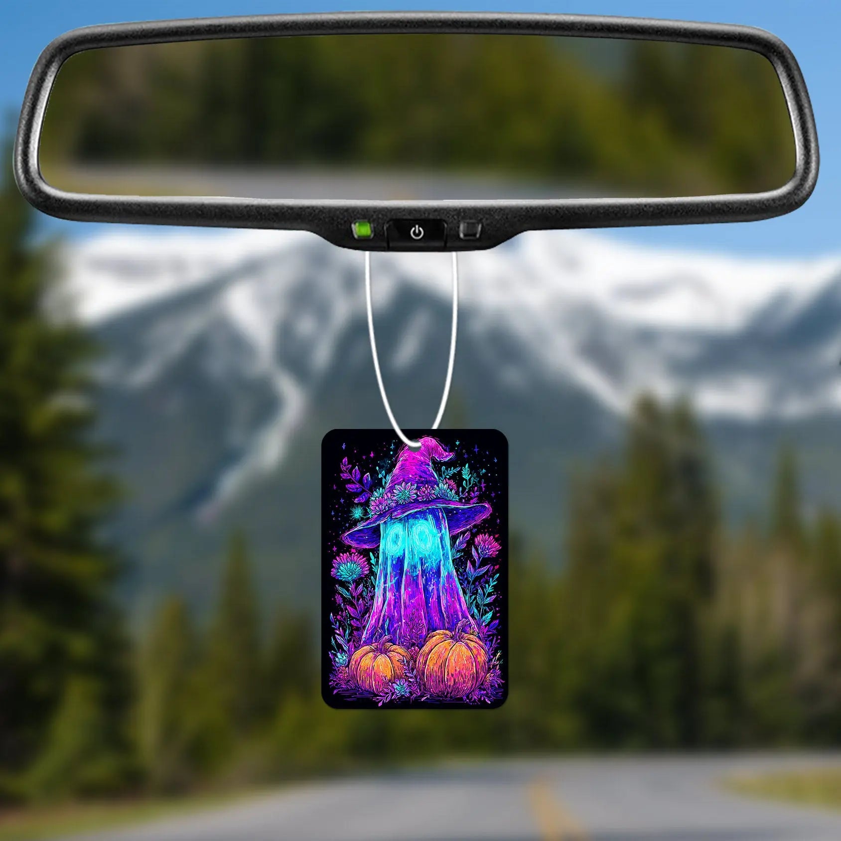 Colorful Ghost with Hat and Pumpkins Air Freshener