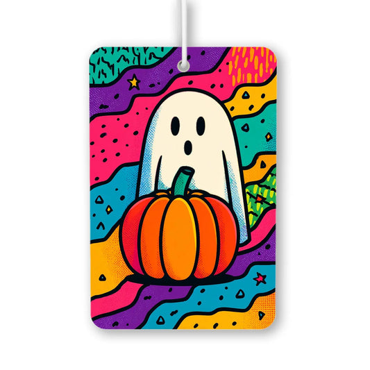 Colorful Ghost with Pumpkin Air Freshener