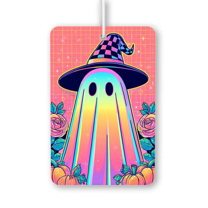 Colorful Ghost with Witch Hat Air Freshener