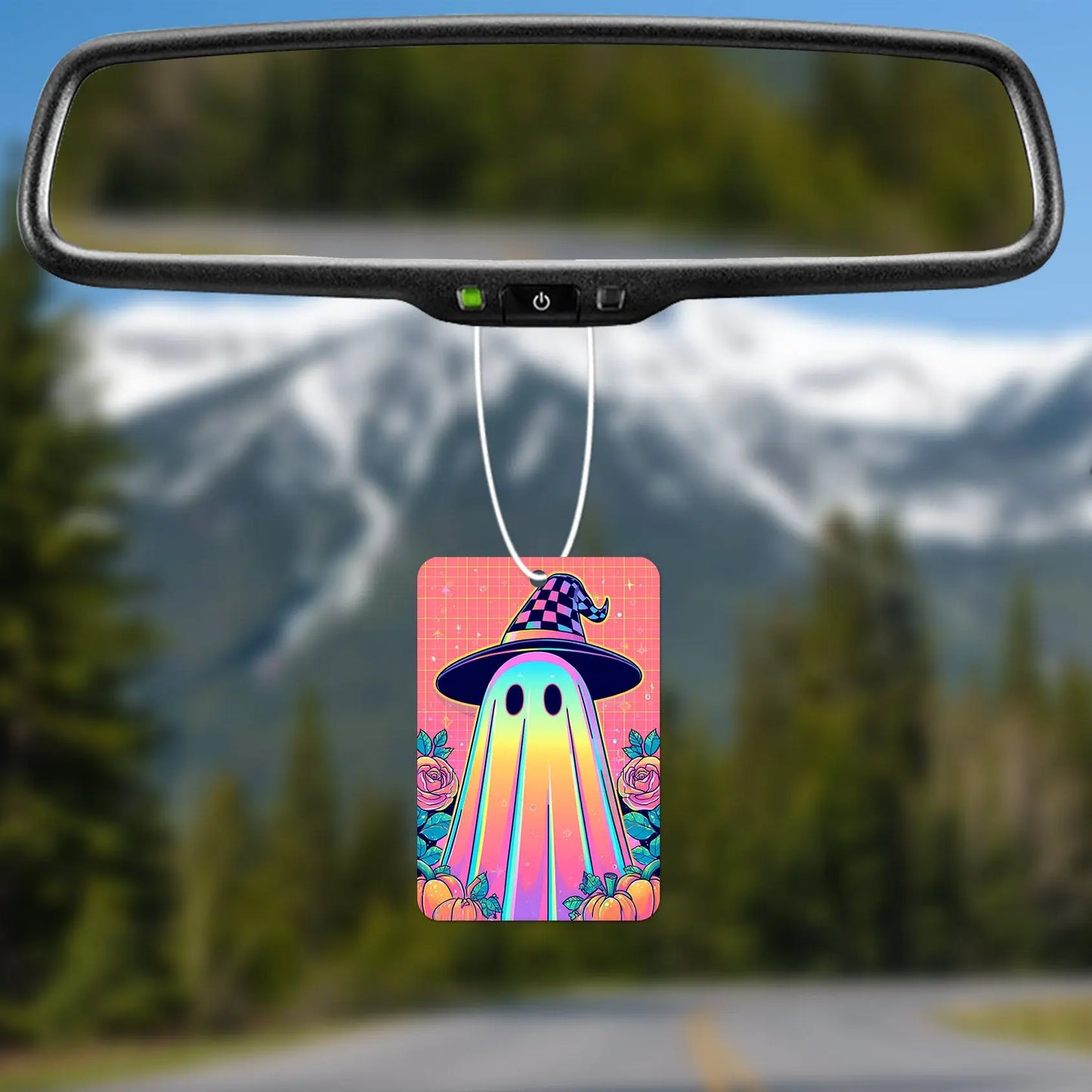 Colorful Ghost with Witch Hat Air Freshener