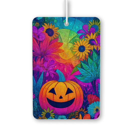 Colorful Pumpkin and Floral Scene Air Freshener
