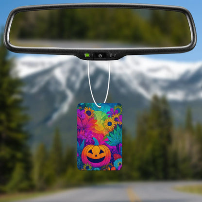 Colorful Pumpkin and Floral Scene Air Freshener