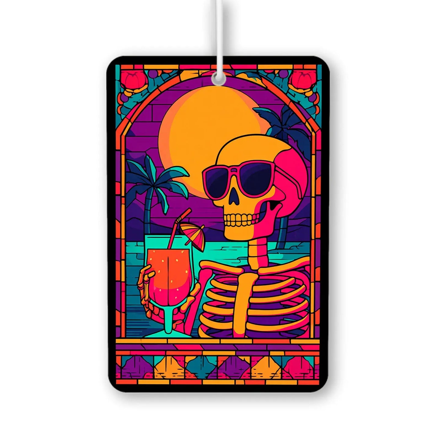 Colorful Skeleton Beach Scene Air Freshener