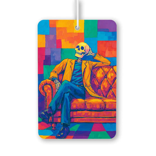Colorful Skeleton Sitting on Couch Air Freshener