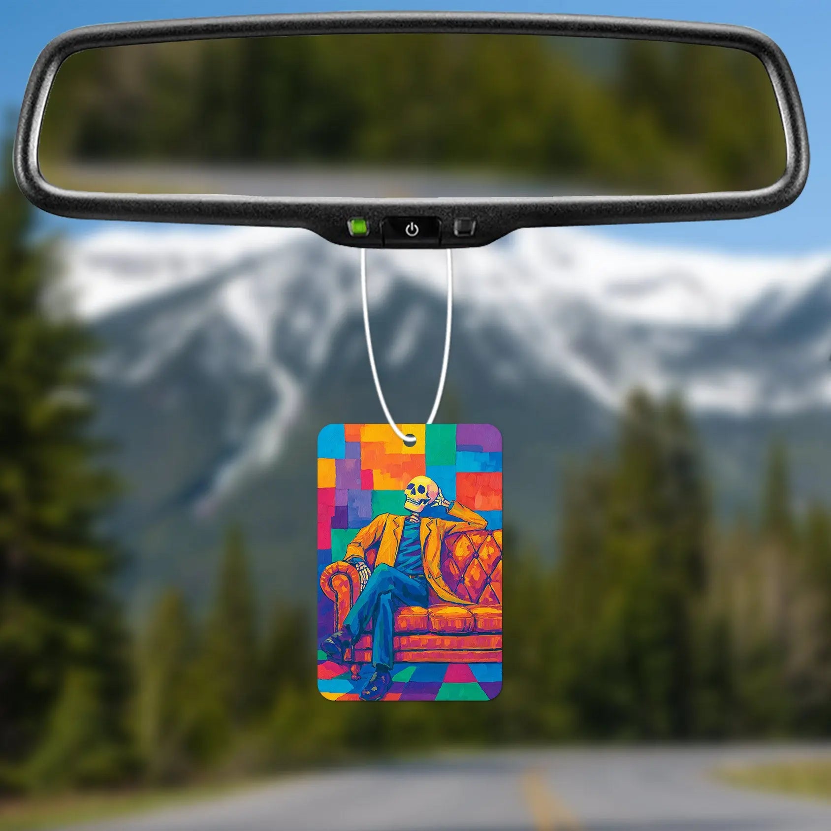 Colorful Skeleton Sitting on Couch Air Freshener