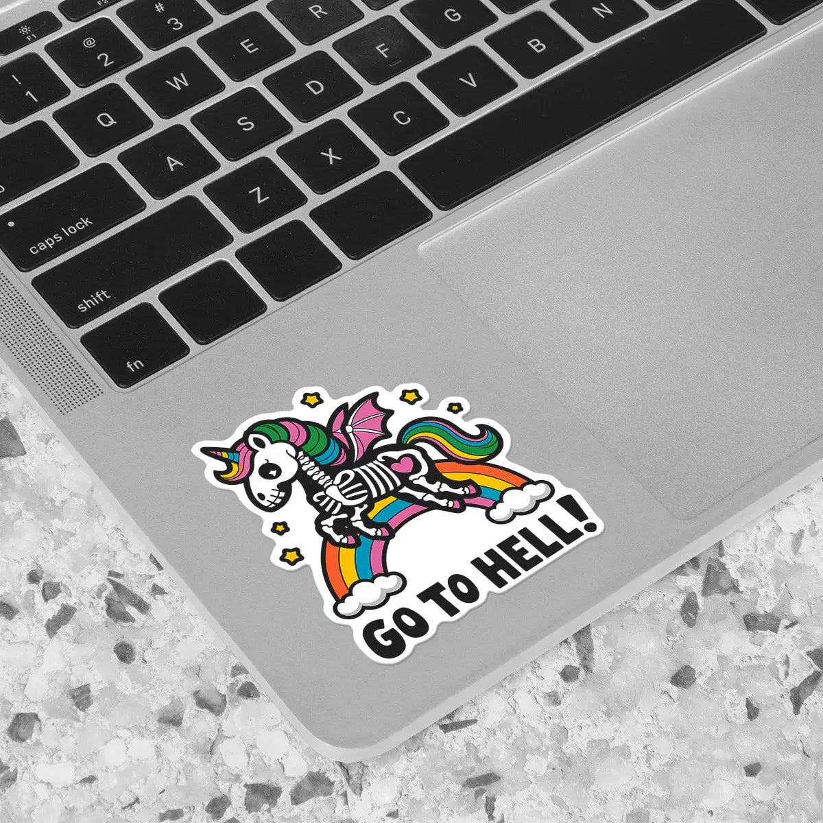 Colorful Skeleton Unicorn with Rainbow Sticker