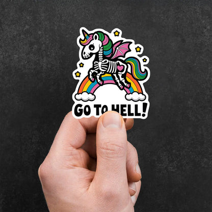 Colorful Skeleton Unicorn with Rainbow Sticker