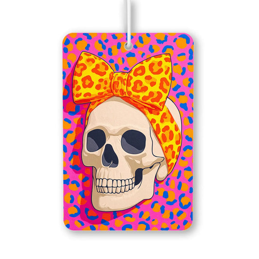 Colorful Skull with Leopard Bow Air Freshener