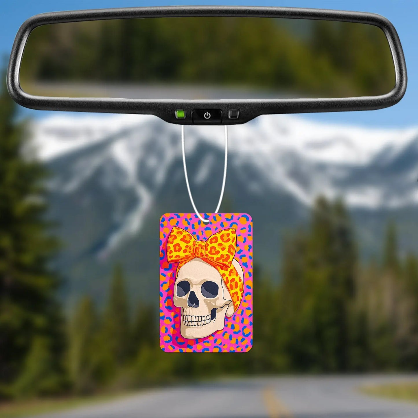 Colorful Skull with Leopard Bow Air Freshener