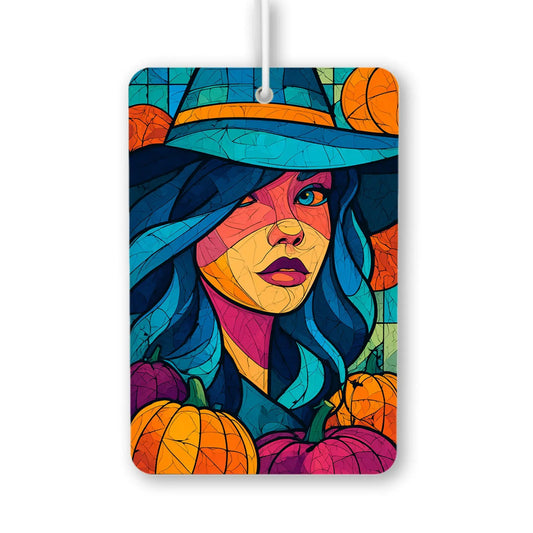 Colorful Witch with Pumpkins Art Print Air Freshener