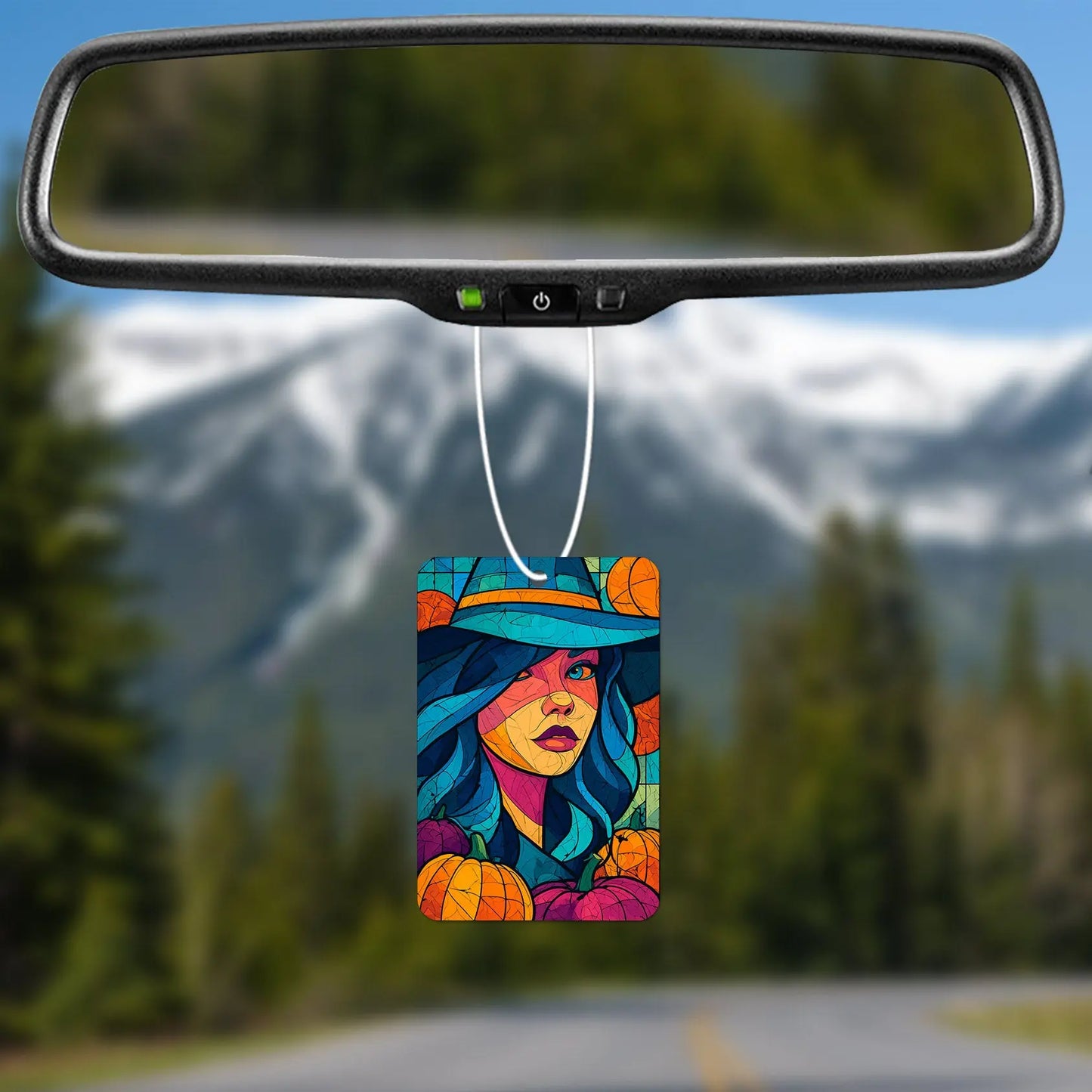 Colorful Witch with Pumpkins Art Print Air Freshener