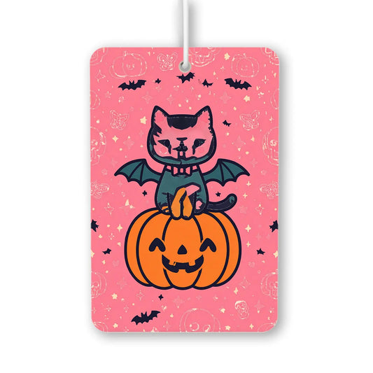 Cute Bat Cat on Pumpkin Air Freshener