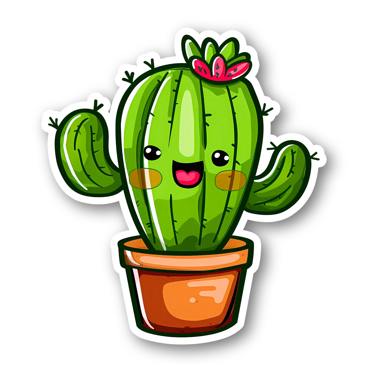 Cute Cactus Character Sticker