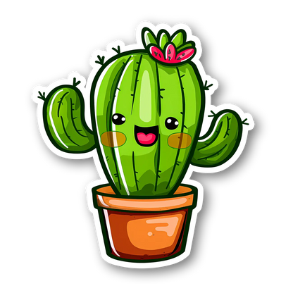 Cute Cactus Character Sticker
