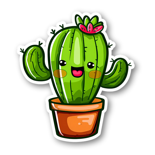 Cute Cactus Character Sticker