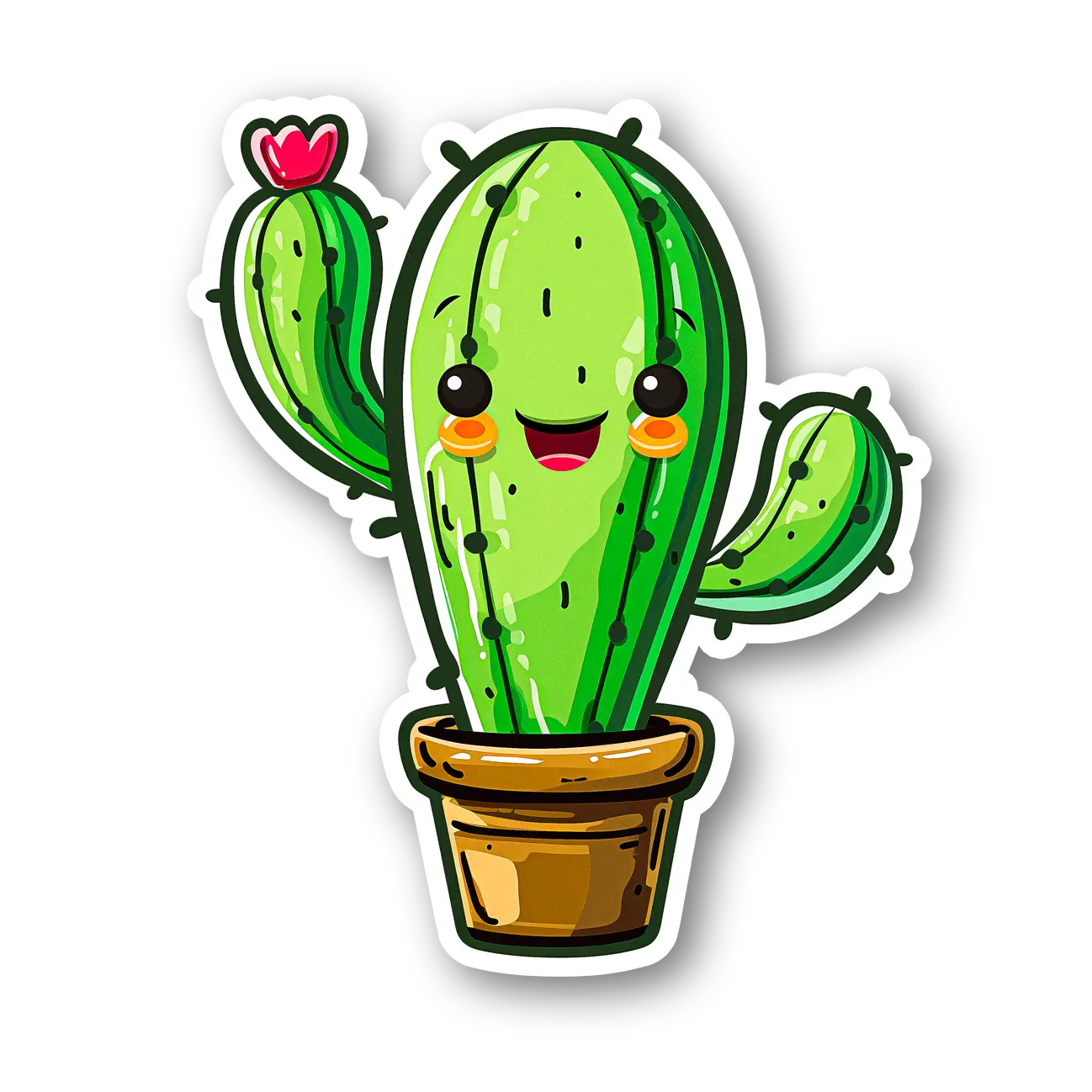 Cute Cactus Character Sticker