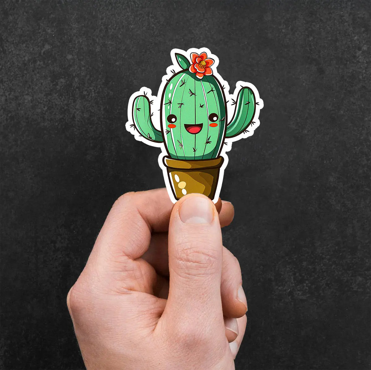 Cute Cactus with Flower Sticker