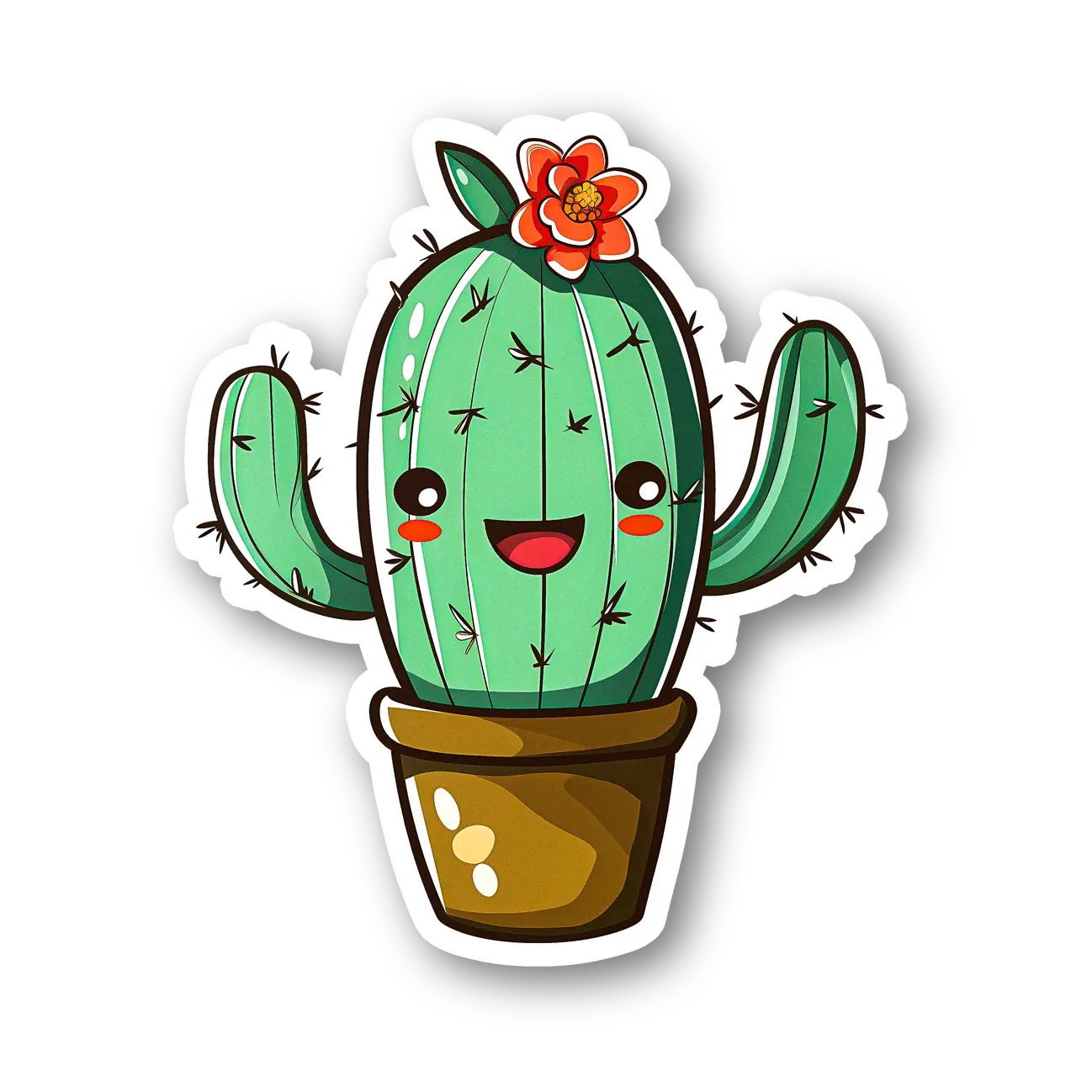 Cute Cactus with Flower Sticker