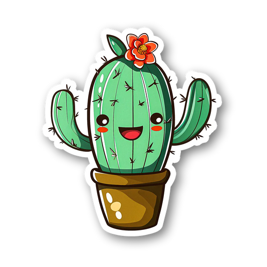 Cute Cactus with Flower Sticker