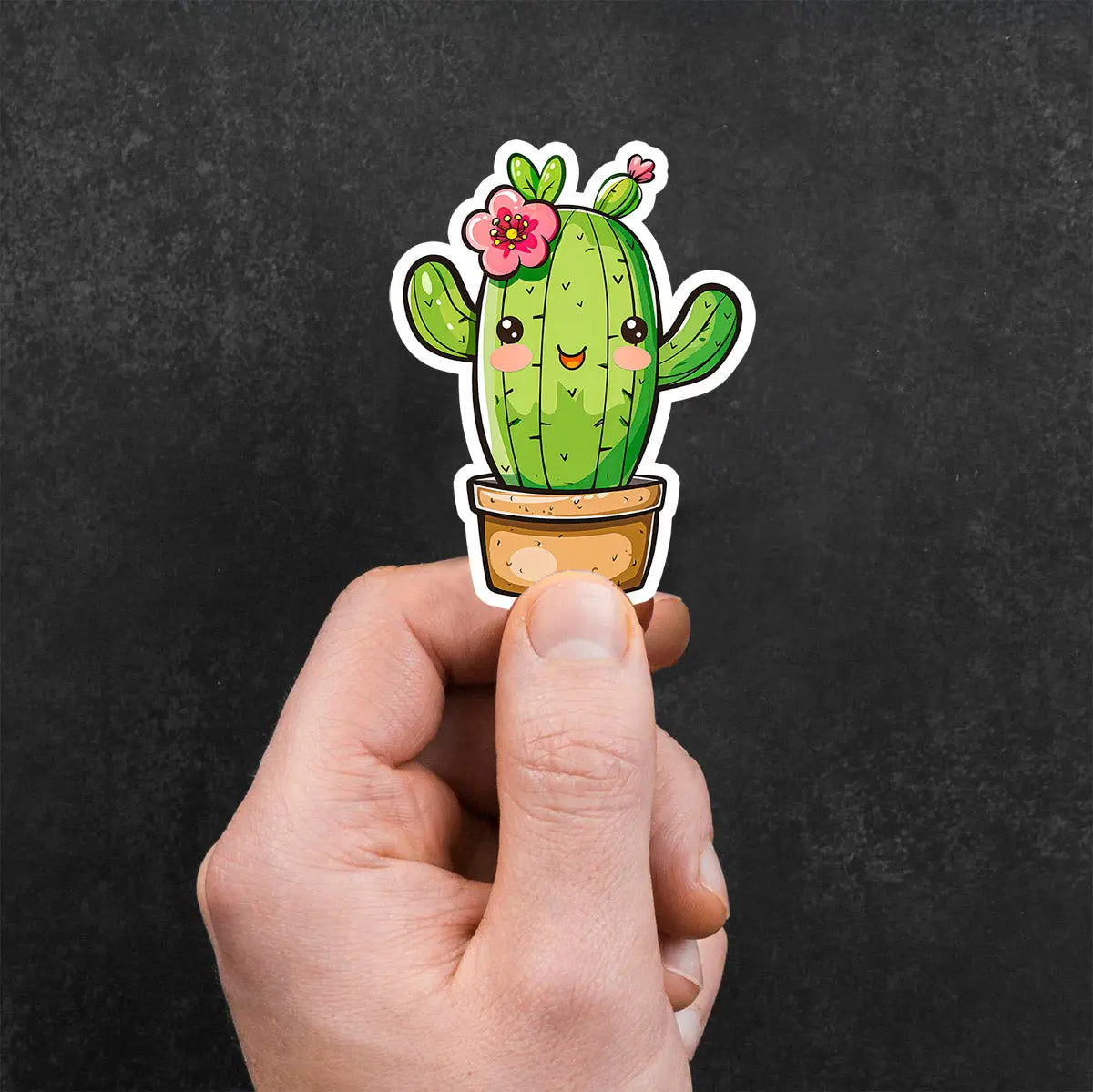 Cute Cactus with Flower Sticker