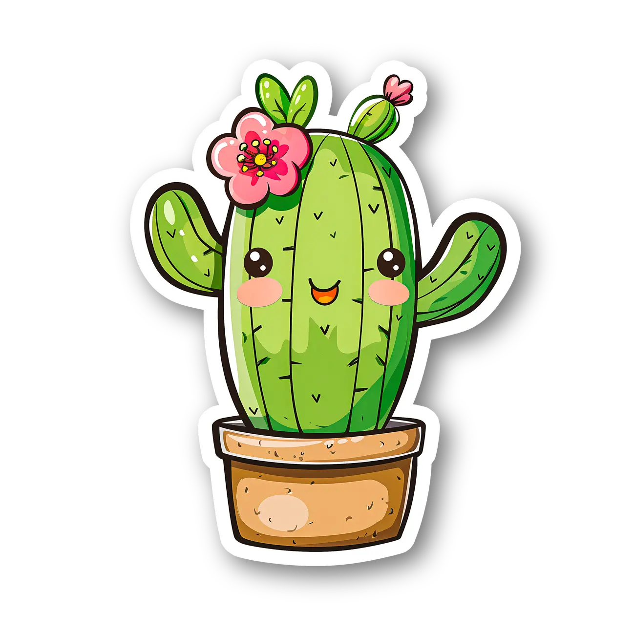 Cute Cactus with Flower Sticker