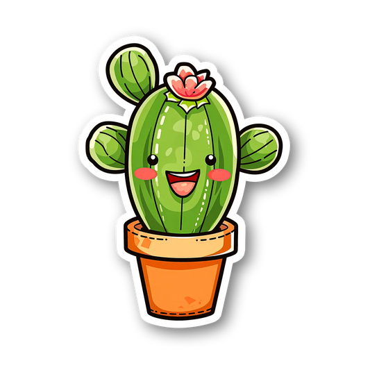 Cute Cactus with Flower Sticker