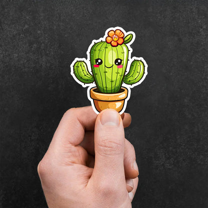 Cute Cactus with Flower Sticker